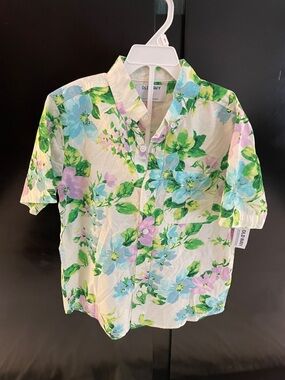 Old Navy Men's Short-Sleeve Floral Button-Up Shirt - Green/Blue/Purple